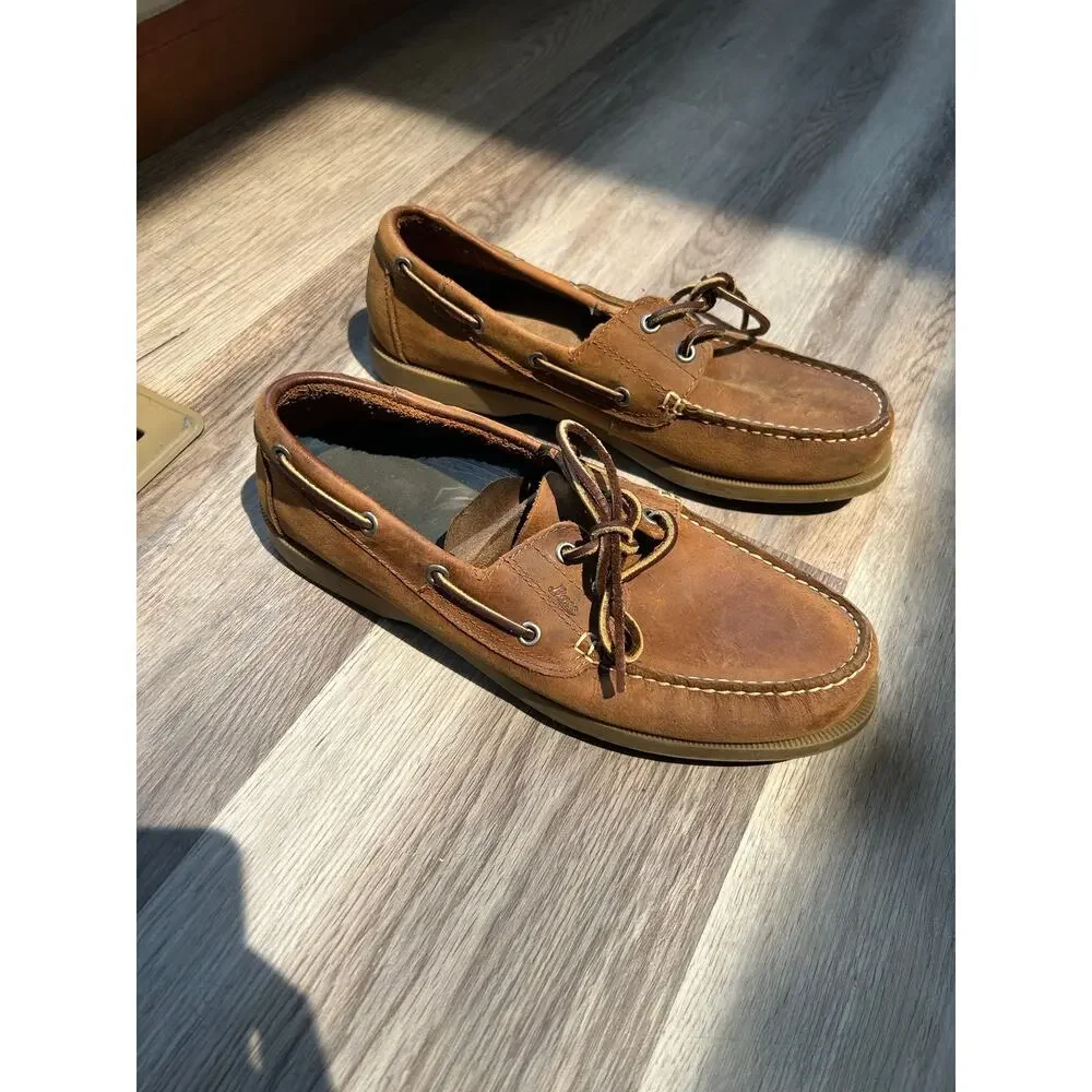 G.H. Bass Seafarer Men’s Leather Boat TanBrown ClassicDeck Shoes preppy nautical